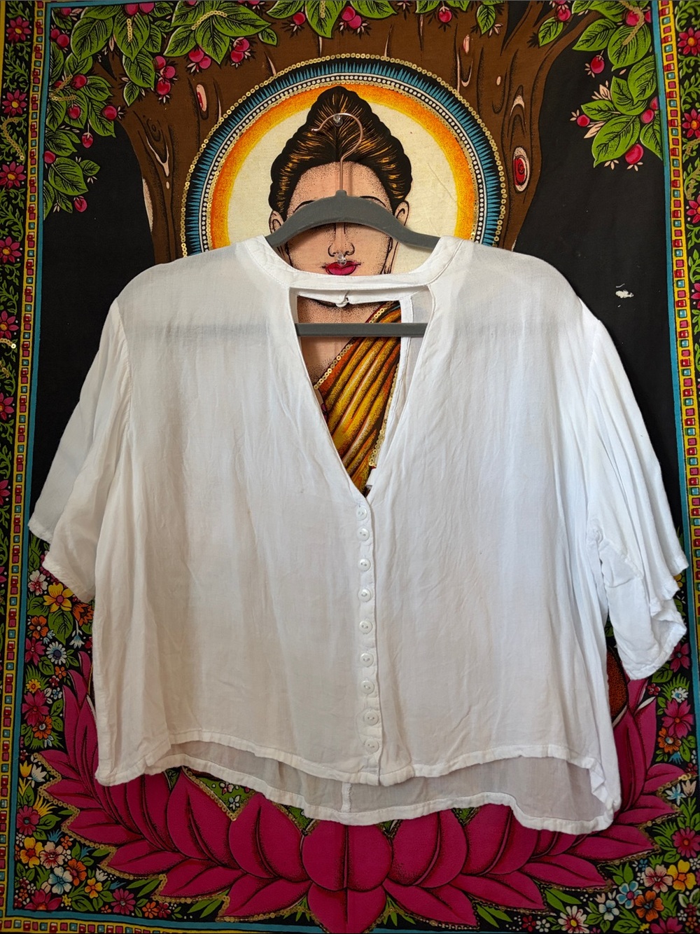 Relaxed White Button-Front Women’s Blouse